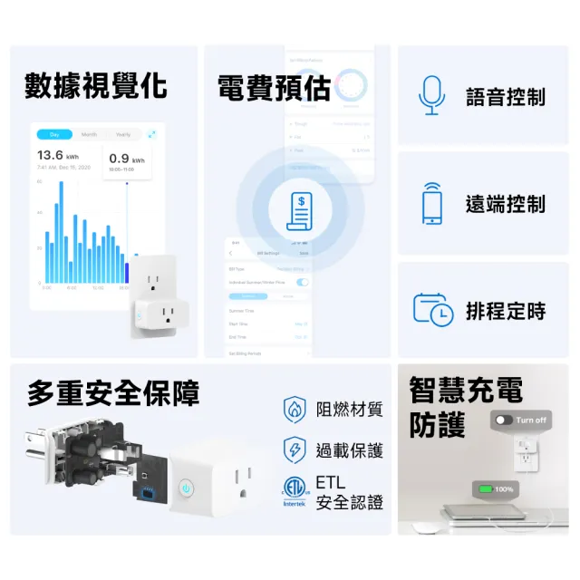 【TP-Link】智慧插座 遠端控制 過載保護 安全認證 電力監控 支援Matter(Tapo P110M)