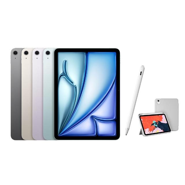 【Apple】2025 iPad Air M3晶片/13吋/WiFi/128G 平板電腦(A04 Plus觸控筆+三折筆槽殼+鋼化保貼組)