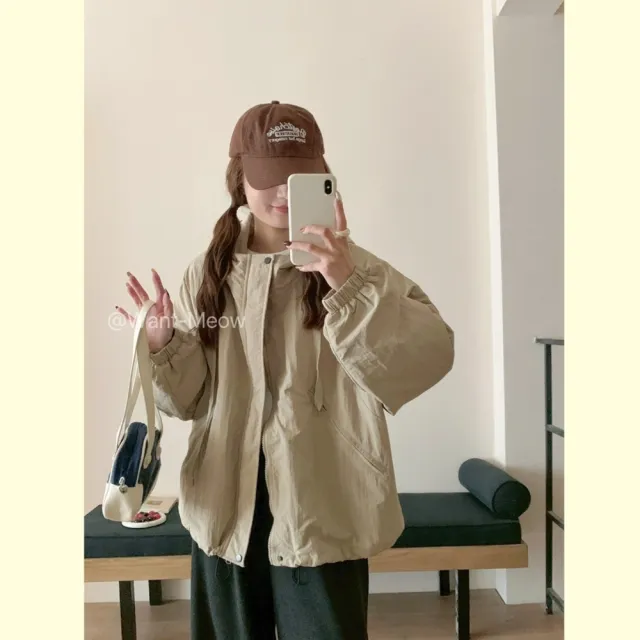 【Want-Meow】100公斤可穿百搭日系簡約鋪棉連帽寬鬆外套(大碼上衣/大碼/大尺碼/連帽外套)