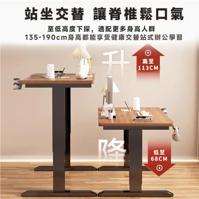 【UVLED 鈺創合成】電動升降桌140CM-附抽屜/靜音電機(升降電腦桌 電競桌 辦公桌 書桌 電腦桌 工作桌 桌子)