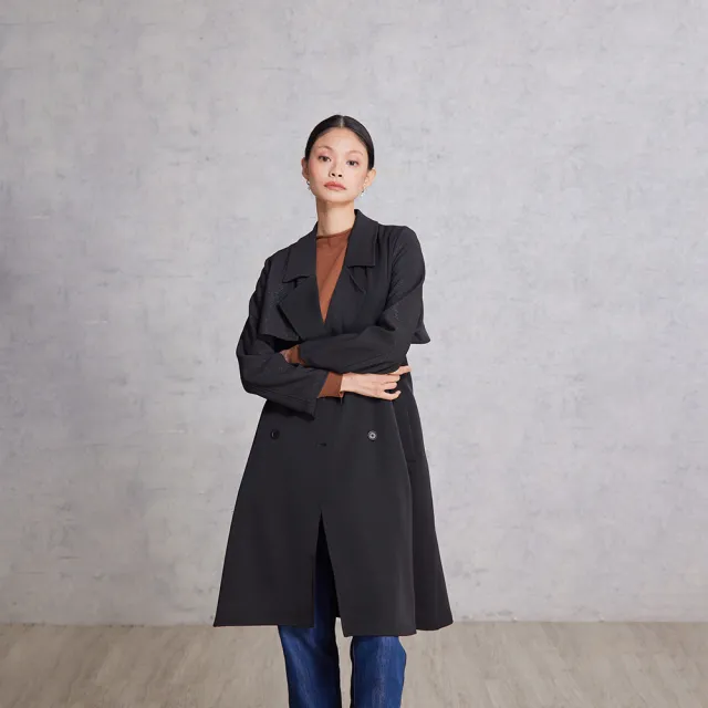 【giordano ladies】25FW 閃亮材質綁帶風衣(02375531)