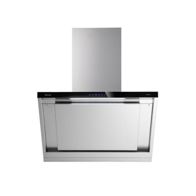 Rinnai 林內 RH-9670 倒T式油煙機，臺灣製造高品質不鏽鋼與耐熱強化玻璃材質，電子式按鍵開關，3段風量調速設計，機體尺寸895x461x400mm，適用110V/60Hz電壓，享1年保固，BSMI許可R41095，標準安裝高效抽油煙，適合現代廚房使用。