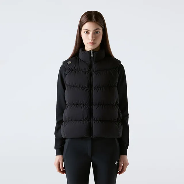 【DESCENTE】羽絨背心 女 保暖 WOMENS DUCK DOWN VEST 黑 SQ422SDVO1-BLK0