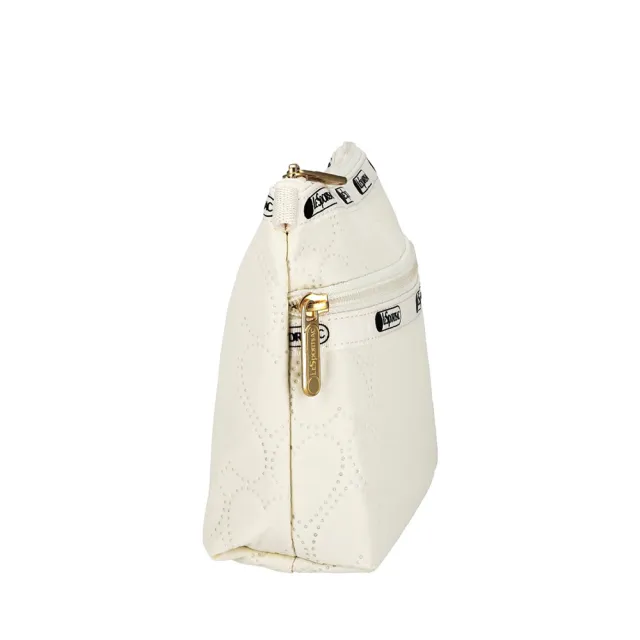 【Lesportsac】Cosmetic Clutch 雙層拉鍊化妝包 收納袋 盥洗包 女包(米白愛心壓紋)