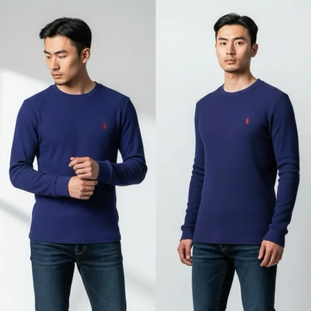 【RALPH LAUREN】華夫格 長T 薄長袖 青年版 繡標 純棉 細格紋 小馬 長袖 T恤 @1719EG3