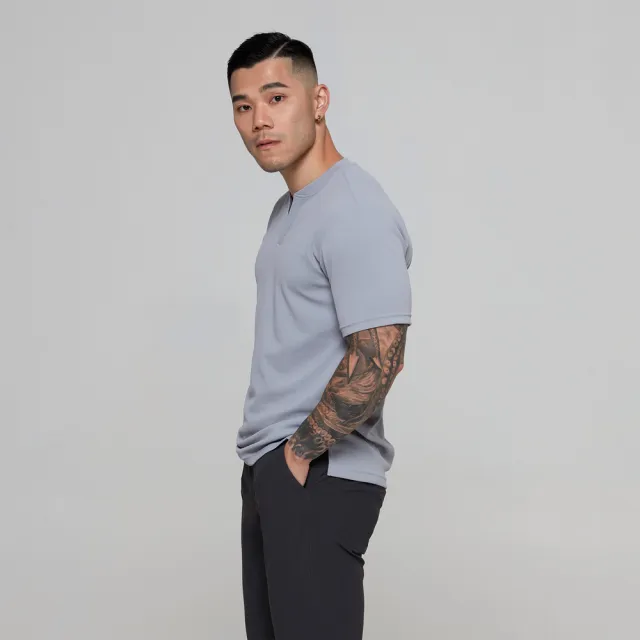 【VERVE】CozyTech™ 華夫格亨利短袖(彈性、輕量、快乾、透氣、親膚、半正式、簡約、紳士、都會、休閒短袖)