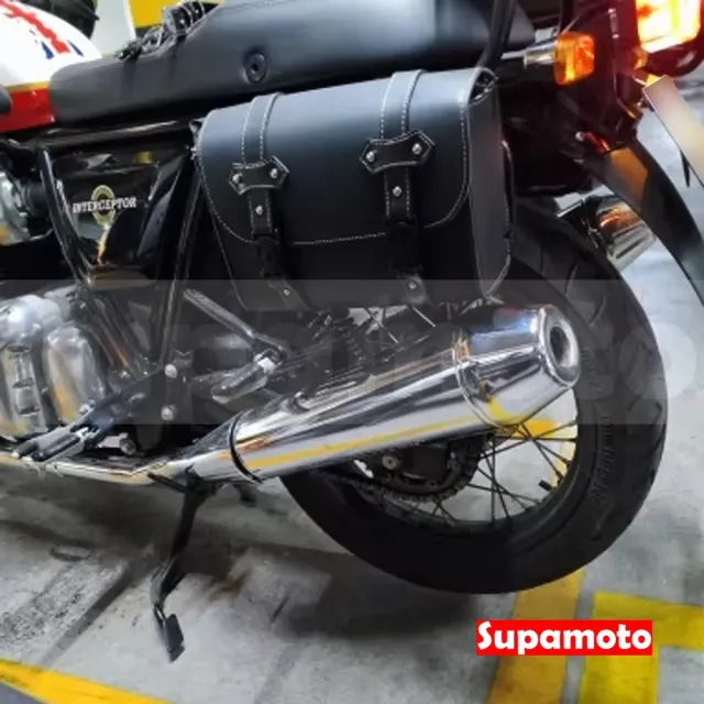【Supamoto】MG85―雙皮帶扁圓包 (皮革圓筒包/車頭包/復古檔車改裝/側包/側箱/車尾包/加掛包包)