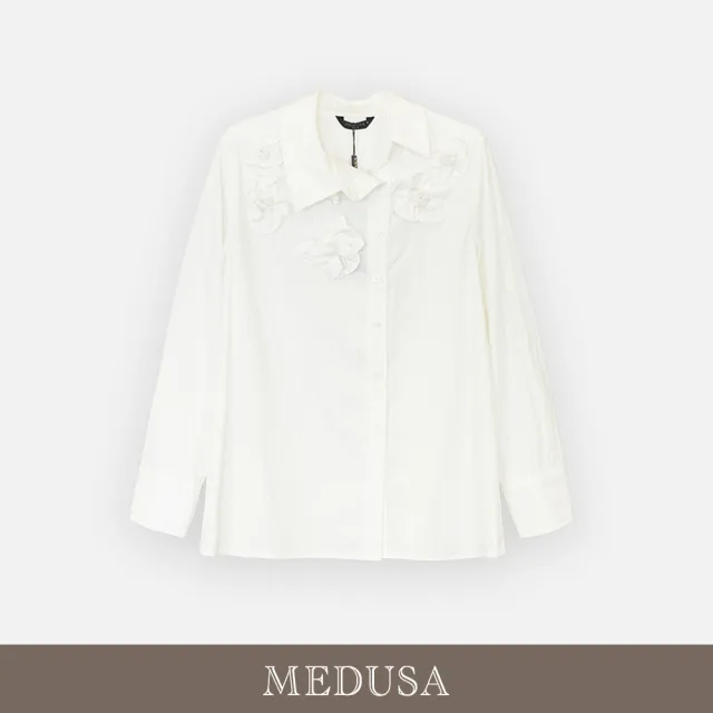 【MEDUSA 曼度莎】現貨-立體花飾質感長袖白襯衫（M-XL）｜女襯衫 造型襯衫 上班穿搭（701-51901）