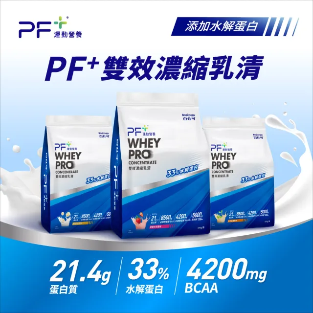 【PF+ 運動營養】雙效濃縮乳清蛋白粉875gx2袋(多種口味任選 / 雙重優蛋白)