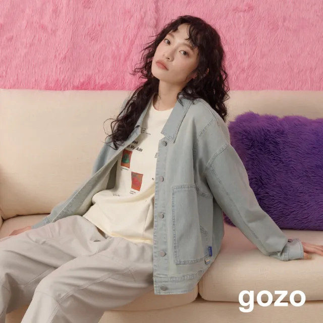 【gozo】復古刷色肩線剪裁牛仔外套(兩色)