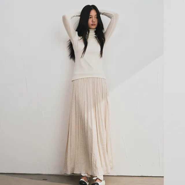 【BODYAIR】輕膚山羊絨莫代爾高皺領上衣(打底.長袖.內搭.T恤.保暖.CASUAL)