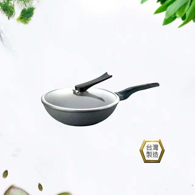 【PERFECT 理想】日式黑金鋼炒鍋-30cm單把附蓋(台灣製造)