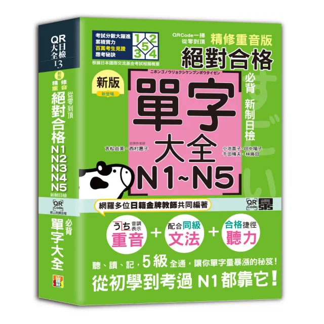 QRCode一掃從零到頂 新版精修重音版新制日檢！絕對合格N1 N2 N3 N4 N5必背單字大全