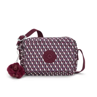 【KIPLING官方旗艦館】酒紅K字印花前後加寬收納側背包-ABANU