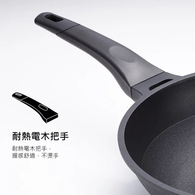 【PERFECT 理想】日式黑金鋼炒鍋-36cm單把附蓋(台灣製造)