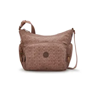 【KIPLING官方旗艦館】『牛角包』棕色植絨老花輕巧多袋實用側背包-GABB S