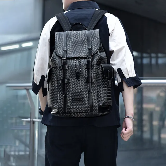 【KEDDY】雙11 防水後背包-雙肩背包-14吋筆電可放-格紋後背包-大容量後背包-男生禮物-城市通勤包