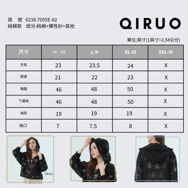 【Qiruo 奇若名品】黑蕾絲布料 拉鍊連帽 束腰外套7055E 