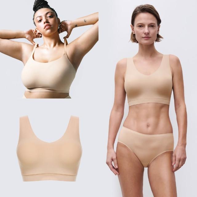 【Chantelle 仙黛爾】Soft Stretch.涼感無痕透氣V領無鋼圈輕運動女內衣 黑/膚粉可選.16A10_0WU(超強彈力)