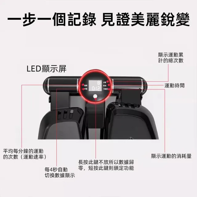 【UVLED 鈺創合成】免安裝/附拉繩/家用循環健步機（居家運動 健身塑型 健走機 登山踏步機 坐走機 健身車）