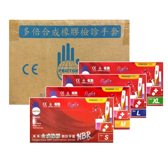 【多倍】PROTOS多倍 NBR無粉合成橡膠檢診手套(3.5g-100入X10盒/箱裝) 丁晴手套