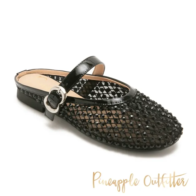 【Pineapple Outfitter】時髦滿鑽繫帶穆勒鞋RAPHA(黑色)