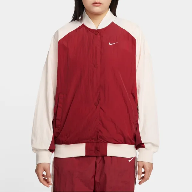 【NIKE 耐吉】休閒外套 女 AS W NSW HBR VARSITY JKT 運動 休閒 紅色 (IF0333613)