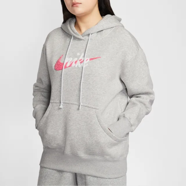 【NIKE 耐吉】連帽上衣 女 AS W NSW PHNX FLC OS LOGO HDY 運動 休閒 灰色 (IM9644043)