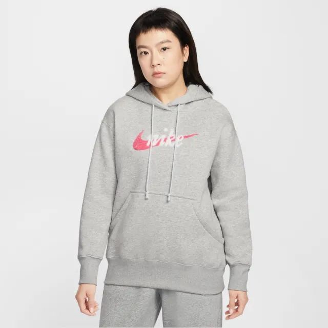 【NIKE 耐吉】連帽上衣 女 AS W NSW PHNX FLC OS LOGO HDY 運動 休閒 灰色 (IM9644043)
