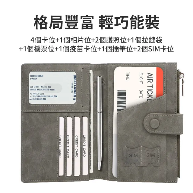 【SUNORO】雙11 RFID防盜刷護照包 PU皮革多夾層證件錢包 旅行證件收納神器 商務出國必備