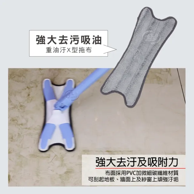 【百鈴】易秒擰免沾手X型加大平板拖把-重油汙X型拖布-6片(需搭配易秒擰免沾手X型加大平板拖把)