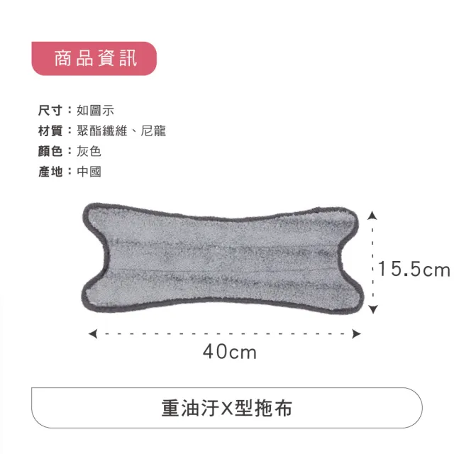 【德昌】馬上淨一秒瞬擰免碰水X型平板拖把-重油汙X型拖布-12片(需搭配馬上淨一秒瞬擰免碰水X型平板拖把)
