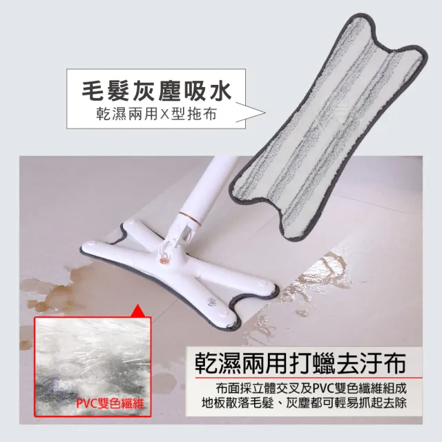 【百鈴】易秒擰免沾手X型豪華平板拖把-乾濕兩用X型拖布-6片(需搭配易秒擰免沾手X型豪華平板拖把)