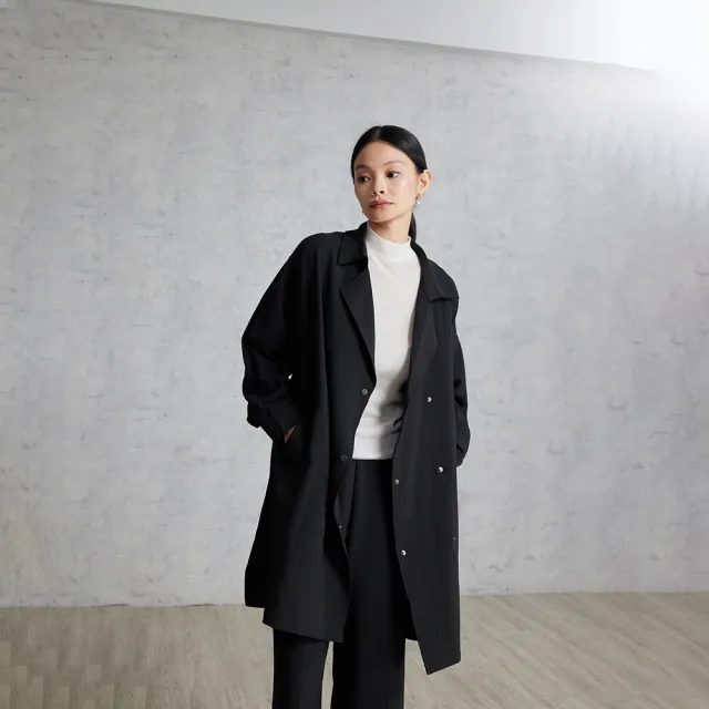 【giordano ladies】25FW 背後荷葉設計長版風衣(02375522)