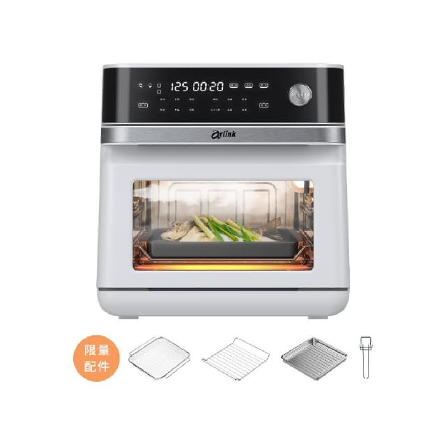  Arlink SB10 微電腦蒸氣烤箱，13L大容量全能料理機，結合蒸煮、燒烤、氣炸功能，內建智慧料理行程與安全裝置，304不鏽鋼內鍋耐用健康。支援純蒸氣1200W、蒸氣炸及氣炸1500W，白色系設計適合現代廚房。配件含對流烤架、高密度3D深烤網、多用途深烤盤，另贈6.5吋烘烤鍋、雙層燒烤架、吐司架。主機保固1年，BSMI認證R54620，110V/60Hz產自中國。健康蒸鮮、美味氣炸，一機多用，提升您的廚房料理樂趣！ 