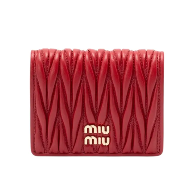 【MIU MIU】Small Matelasse 納帕軟皮 皮夾 錢包 卡夾 皮夾 紅色 5MV204