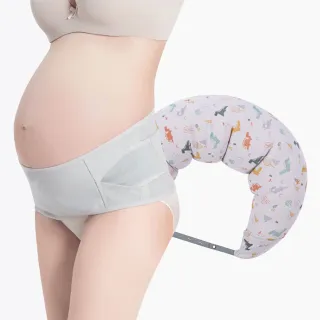 【Gennies 奇妮】舒眠3in1托腹組合(恐龍灰月亮枕/托腹帶)