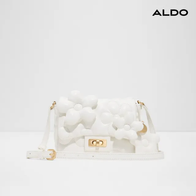【ALDO】FFLOWERPUFFY-立體花朵斜背包(白色)