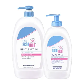 【SEBAMED 施巴】嬰兒舒敏浴露1000ml+舒敏乳液 400ml(總代理)