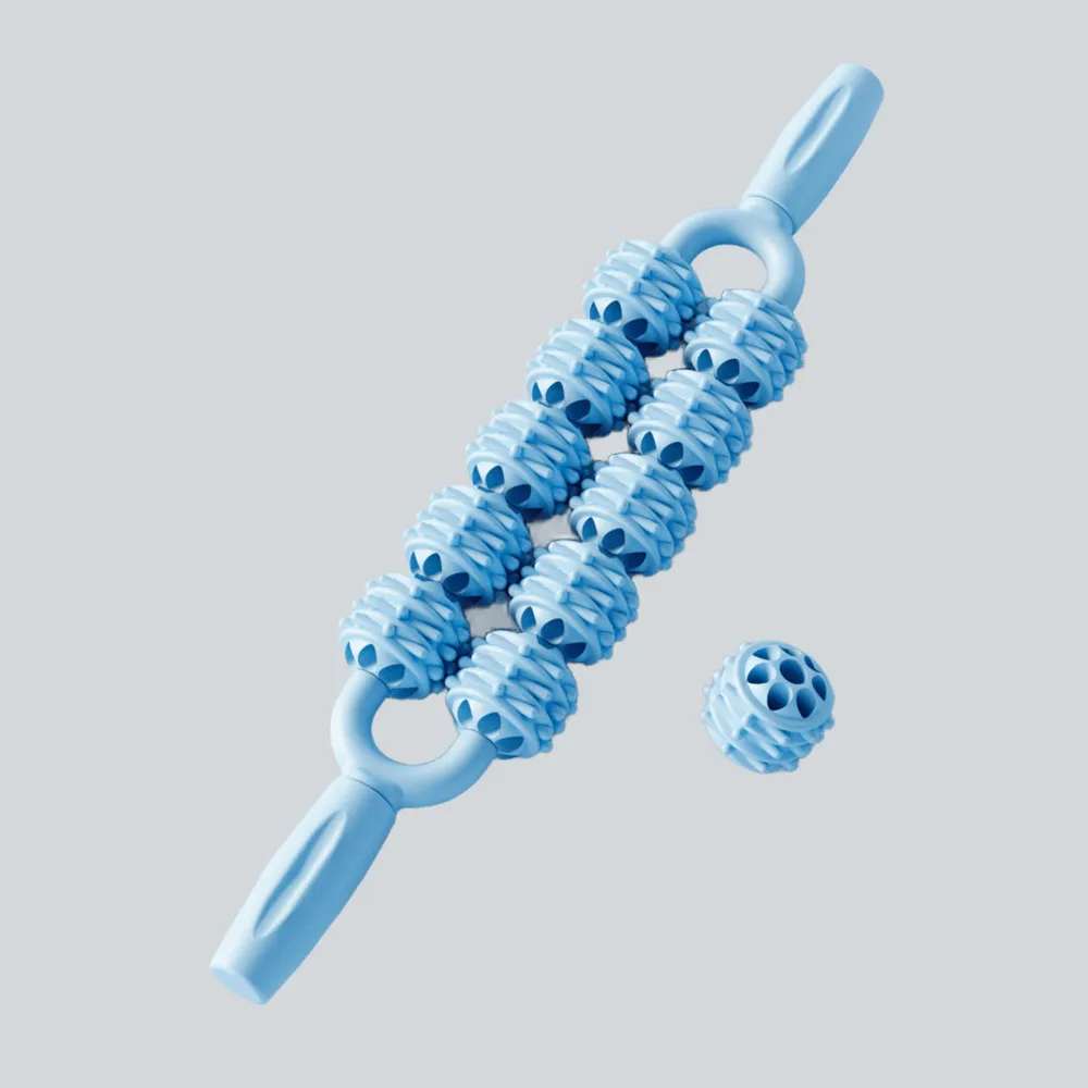 晴安居 手持式雙排大範圍筋膜按摩滾輪 深度舒緩紓壓滾輪按摩器-1入