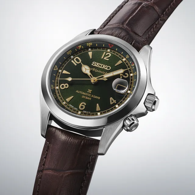 【SEIKO 精工】Prospex Alpinist運動復古風格機械錶-綠x咖啡/39.5mm 送禮(SPB507J1/6R55-00P0G)618 禮物