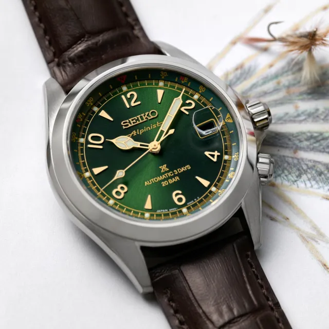 【SEIKO 精工】Prospex Alpinist運動復古風格機械錶-綠x咖啡/39.5mm 送禮(SPB507J1/6R55-00P0G)618 禮物
