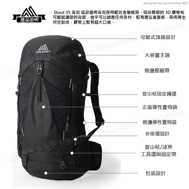 【Gregory】35L STOUT登山背包《森林黑》149374/雙肩背包/後背包/輕便休閒包