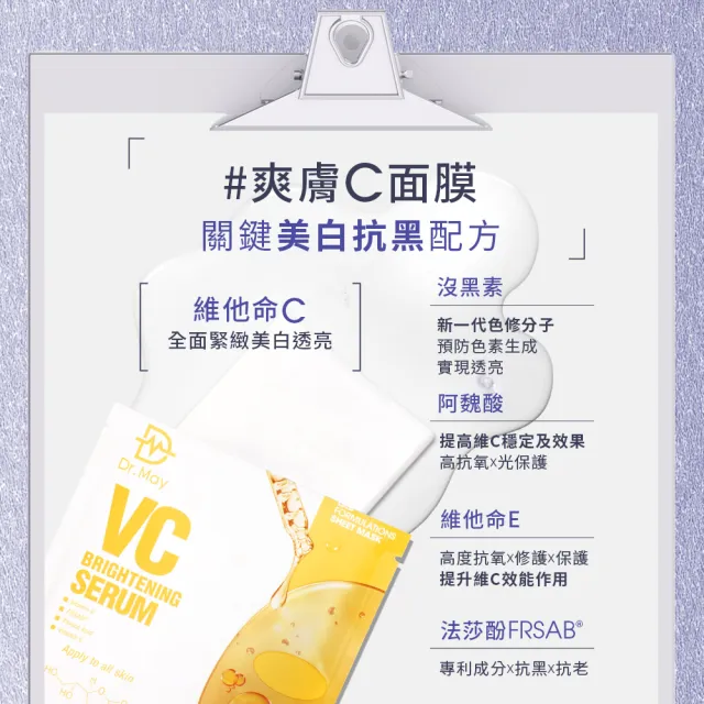 【Dr. May 美博士】實驗室專業精華面膜囤貨組(VC激光亮白/B3淨膚淨痘/B5保濕補水任選三盒)