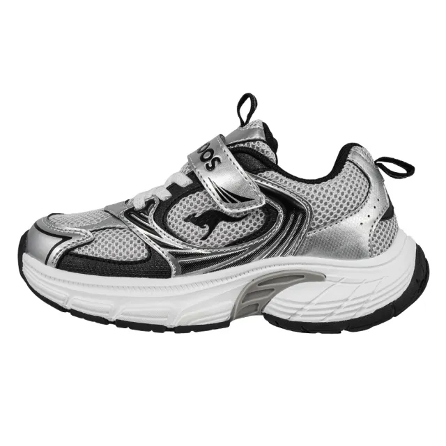 【KangaROOS】超輕量慢跑鞋 童鞋 中大童 運動鞋 魔鬼氈 RUNSKY 銀 KK52109