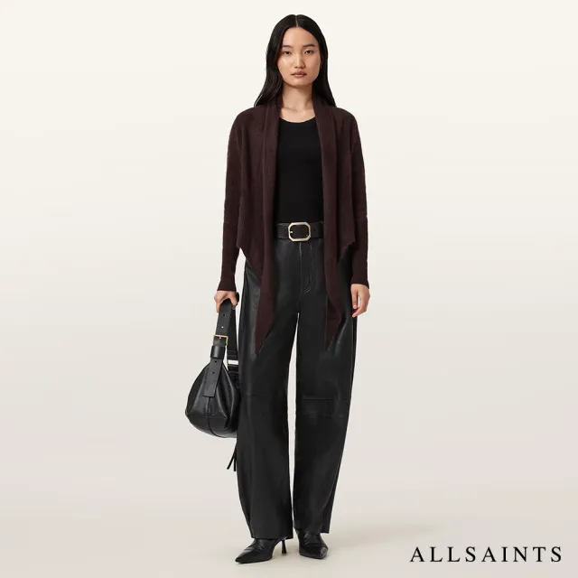【ALLSAINTS】REBEL 喀什米爾羊毛罩衫外套-酒紅 W091KD(舒適版型)