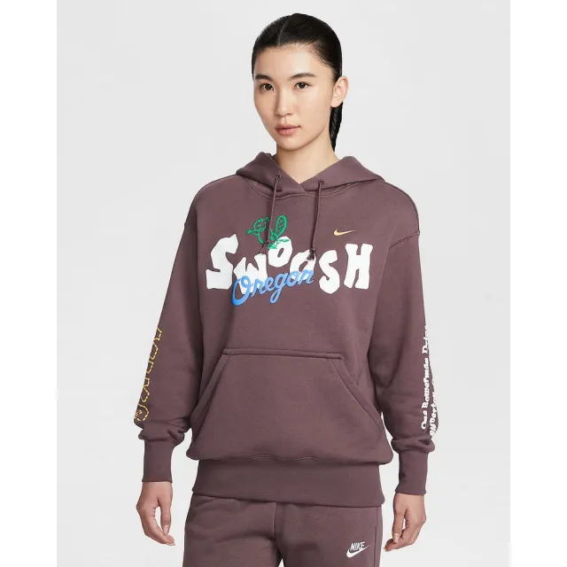 【NIKE 耐吉】連帽上衣 女 AS W NSW GFX FLC OS PO HD 運動 休閒 寬鬆 落肩 Oversize 帽T 紫 (IQ3945515)