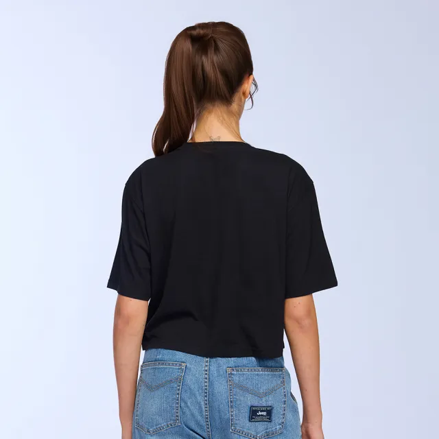 【JEEP】女裝 基本款素面品牌織標T恤(黑色)