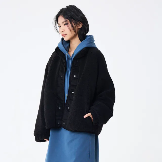 【5th STREET】雙11 女裝 保暖外套 毛毛外套 黑色(510619)
