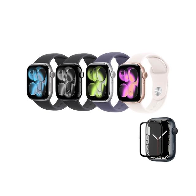 鋼化保貼組【Apple】Apple Watch S11 LTE 42mm(鋁金屬錶殼搭配運動型錶帶)